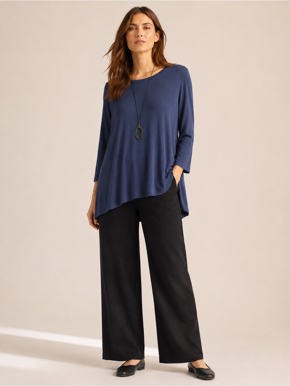 EILEEN FISHER Womens Tumic top Long Sleeve Flowy - Medium